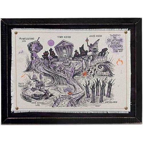 Disney The Nightmare Before Christmas Framed Canvas Map Wall Decor