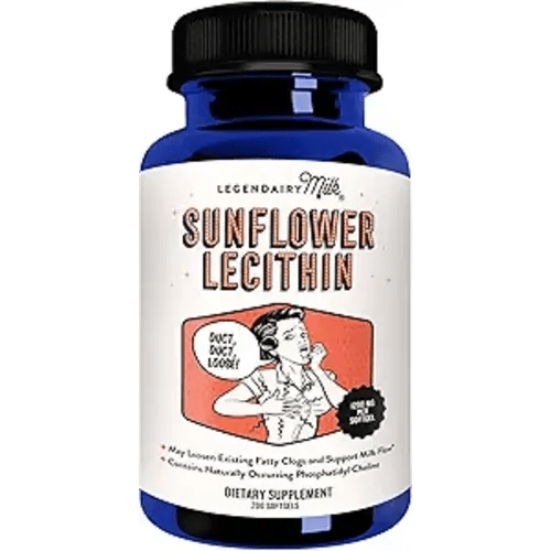 Legendairy Milk Sunflower Lecithin 1200mg, Lactation Support, Sunflower Lecithin Supplement for Clogged Milk Ducts, Made in USA, 200 Softgels
