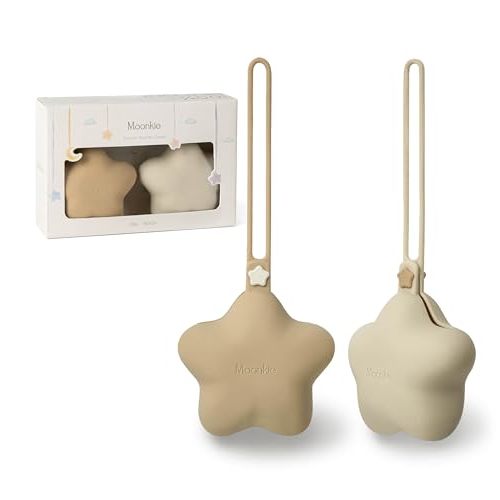 Moonkie Silicone Pacifier Holder Case, Cute Portable Pacifier Storage Case, 2 Pack