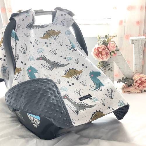 Dino Dinosaur | Baby Car Seat Canopy, Infant Car Seat Cover, Carseat Cover, Baby Shower Gift New Mom, Car Seat Tent, Personalized Gift