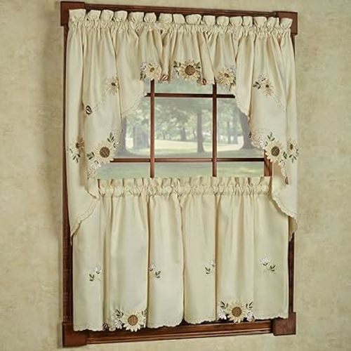 Sweet Home Collection 5 Pc Kitchen Curtain Set, Swag Pair, Valance, Choice of 24" or 36" Tier Pair
