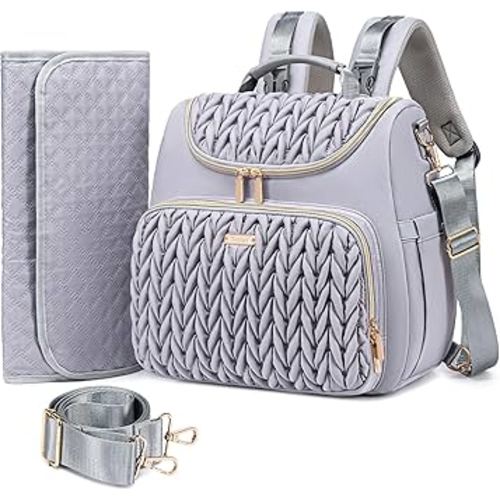 4 in 1 Convertible Diaper Bag Backpack,Waterproof Baby Diaper Bag with Changing Pad,Converts into Baby Tote Bag,Diaper Backpack,Stroller Bag and Crossbody Diaper Bag