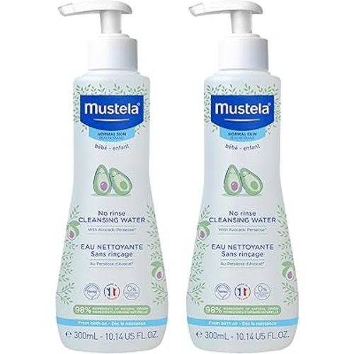 Mustela Baby Cleansing Water - No-Rinse Micellar Water - with Natural Avocado & Aloe Vera - for Baby's Face, Body & Diaper - 1 or 2-Pack - Various Sizes