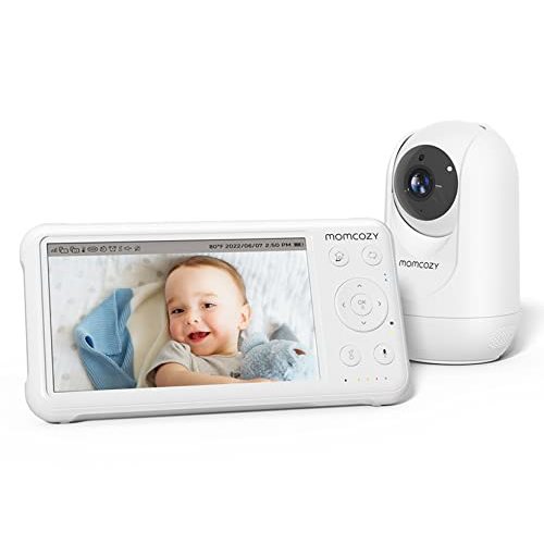 Momcozy Video Baby Monitor, 1080P 5" HD Baby Monitor with Camera and Audio, Infrared Night Vision, 5000mAh Battery, 2-Way Audio, Temperature Sensor, Lullabies and 960ft Range, Ideal for New Moms