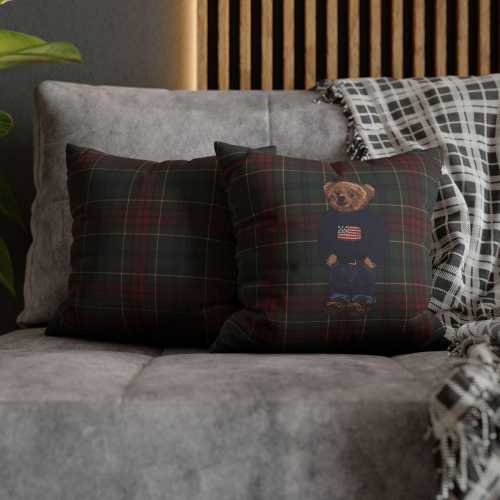 Tartan Teddy Bear pillowcase | Square Pillowcase