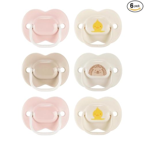Tommee Tippee Ultimate Fit Newborn Pacifiers, 0-6 Months, Extra Air Holes, Symmetrical Nipple and Shield, 100% BPA Free Silicone, Dishwasher & Sterilizer Safe, Pink and Beige, Pack of 6