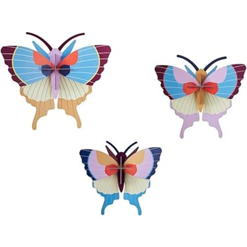 STUDIO ROOF, Wall Art Butterflies, Plum Fringe Butterflies, Set of 3, Eco-Friendly & Creative Gift