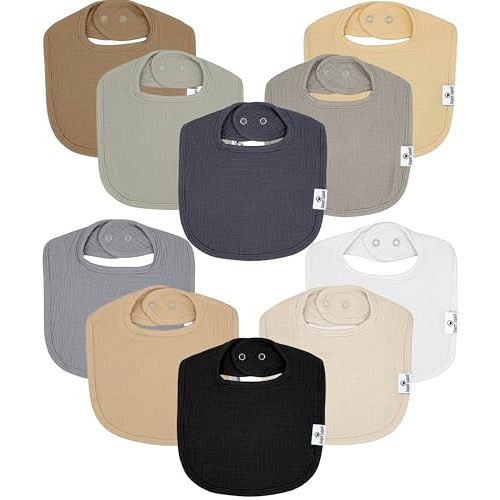 DiaperSquad's 100% Organic Cotton Baby Drool Bibs, Super Absorbent & Adjustable Baby Bibs for Drooling and Teething