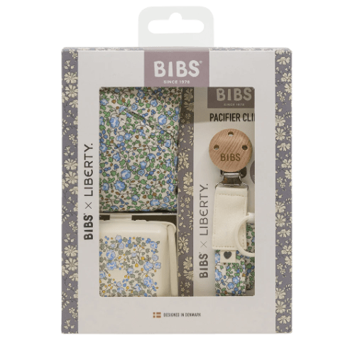 Eloise Ivory Liberty Pacifier Clip, Paci Box and Bib Set