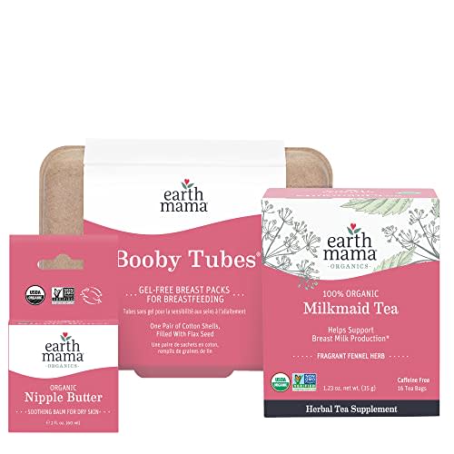 Earth Mama Breastfeeding Kit | Organic Nipple Butter™, Organic Milkmaid Tea & Booby Tubes