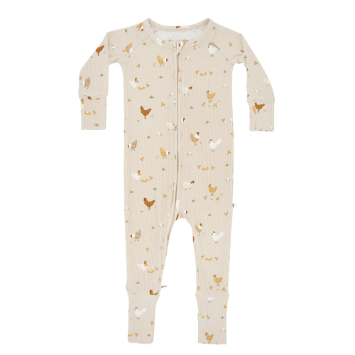 Chickens Small Ribbed Zip Romper