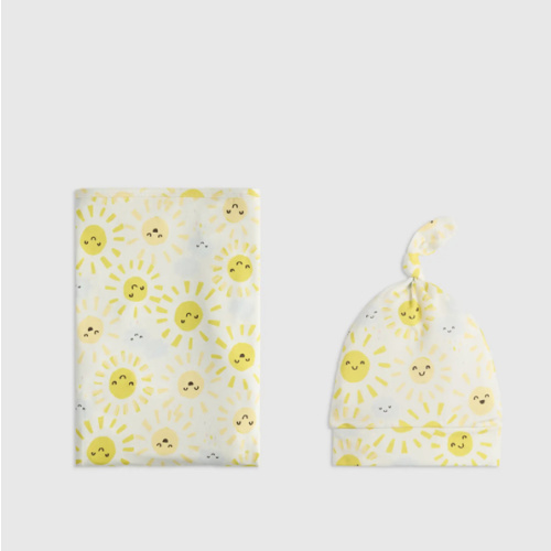 Bamboo Swaddle & Hat Bundle - Baby in Sunshine