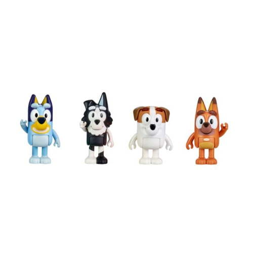 Bluey School Mates 4-Pack Figures with Lunchboxes, Articulated Arms and Body