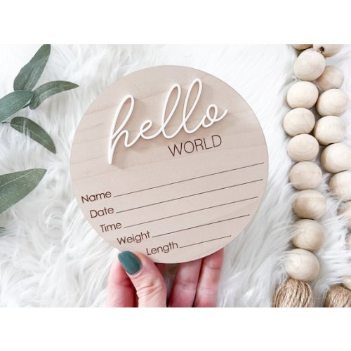 Gender Reveal Hospital Announcement Sign Hello World Plaque - Etsy