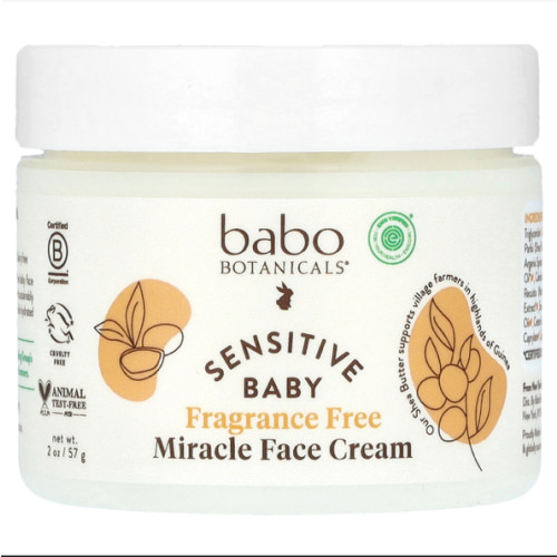 Babo Botanicals Sensitive Baby Fragrance-Free Miracle Cream - Face & Body Moisturizer - For Sensitive Skin - Calendula, Shea Butter, Coconut Oil - EWG Verified - Fragrance-Free - For Babies & Kids