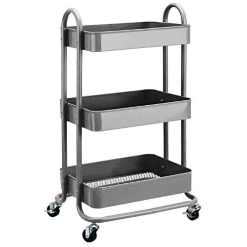 Amazon Basics 3-Tier Rolling Utility or Kitchen Cart - Charcoal