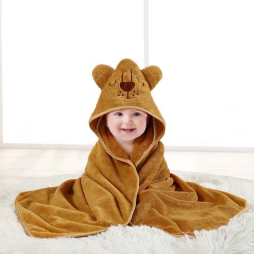 Liyufly Baby Bath Towel, Absorbent Large Hooded Towel for Kids, Newborn, Babie, Toddler, Infant, Lion, 31.5 x 31.5 inch