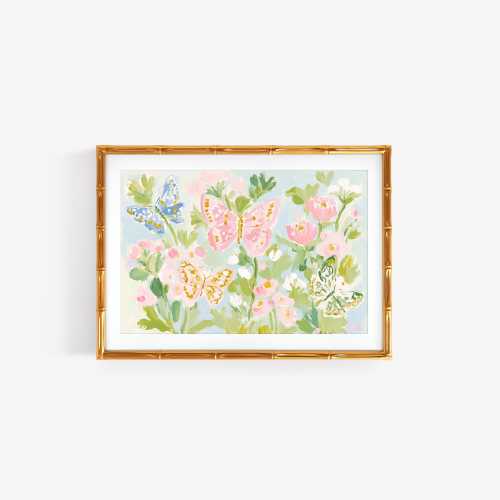 Pastel Floral Butterfly Wall Art: Preppy Abstract Dorm Decor (Digital Download)