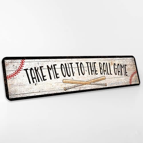 Chico Creek Signs Take Me Out To The Ball Game Metal Sign Kids Room Boys Room Baseball Décor Wall Décor Gift 4x18 204182001017