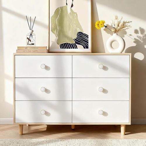 White Baby Dresser for Bedroom, 6 Drawer Organizer for Closet Storage