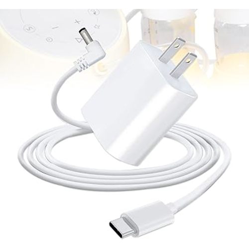 Wamlet AC/DC Adapter USB C(Type C) Power Cord Charger for Medela Sonata, Ameda 12V Breast Pump, Spectra S1 S2 and Lactina Hygeia EnJoye - 6.6Ft (AC Adapte Charger w/12V Cable)