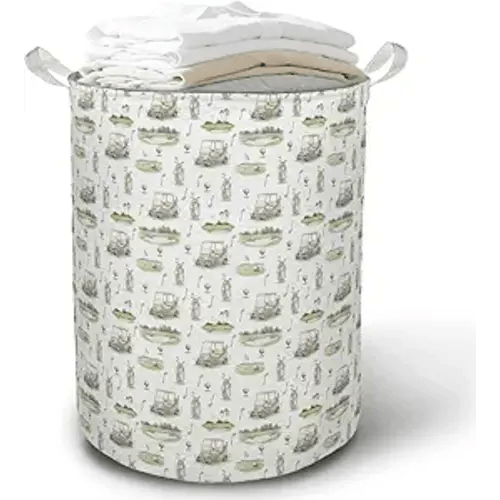 Golf Laundry Basket Hamper, Golf Nursery Decor, Golfing Lover Golfer Gifts Foldable Clothes Toys Books Storage Box Bins Baskets Organizer for Kids Bedroom Bathroom Sports Room