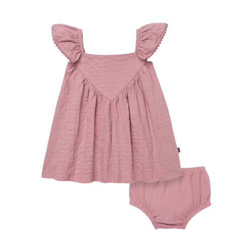 Modern Moments by Gerber Baby Girl Flutter Sleeve Dress and Diaper Cover Outfit Set, 2-Piece, Sizes 0/3 Months - 24 Months