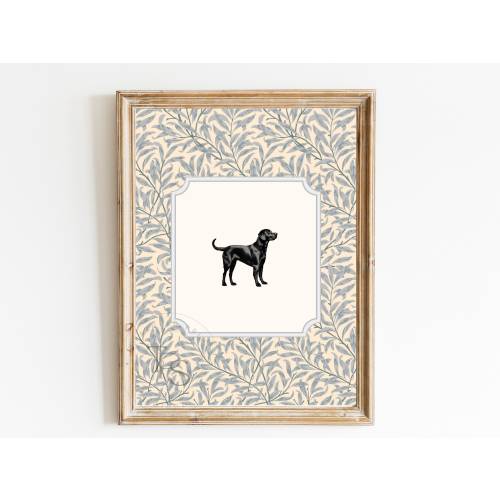 Black Labrador Vintage Floral Nursery Print (Digital Download)