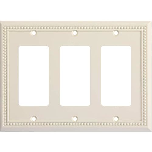 Henne Bery Sunken Pearls Heavy Duty Decorative Wall Plate Switch Plate Outlet Cover, Durable Solid Zinc Alloy (Triple Decorator, Light Almond)