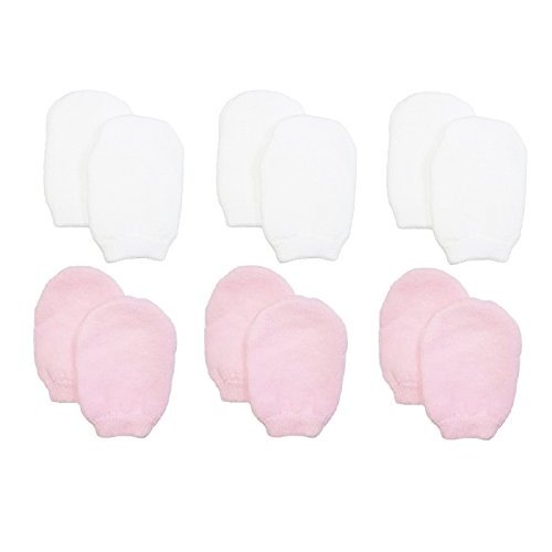 Nurses Choice Newborn Baby Girl No‑Scratch Mittens – Soft Cotton Stay‑On Infant Gloves – Hospital Trusted Protection for Delicate Skin – Newborn Essentials (6‑Pack, White & Pink) | Baby, Soft, Infant Gloves, Hospital Trusted Protection and Essentials f...