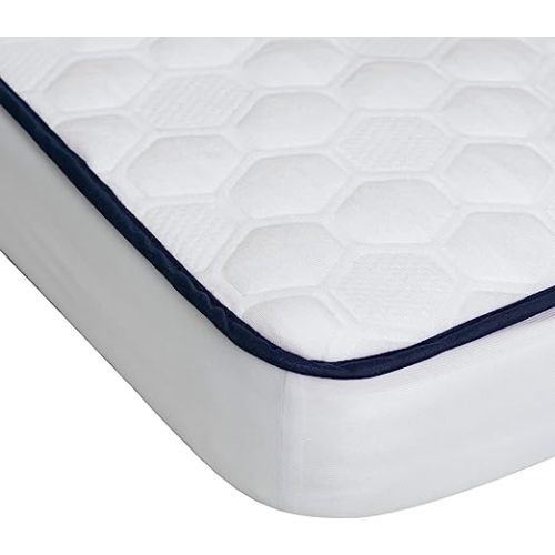 Organic Bamboo Crib Mattress Pad Waterproof Protector, Baby Toddler Crib Mattress Cover, Organic Toddler Bed Crib Mattress Protector Pad Waterproof, Padded Baby Mattress Protector Cover Fitted 28x52 - 1 - Hexagon_blueedge