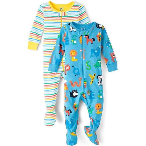 The Children's Place Baby Girls' And Toddler Long Sleeve 100% Cotton Zip-front One Piece Footed Pajama