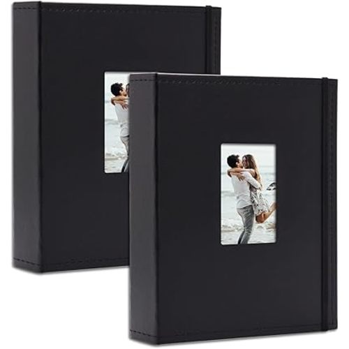Vienrose 2 Pack Instax Mini Photo Album Book 208 Pictures 2x3 Polaroid Photo Album, for Fujifilm Instax Mini 7s 8 9 11 12 25 26 40 50s 90 Evo Z2300 Instant Camera photo, Kpop Photocard Black