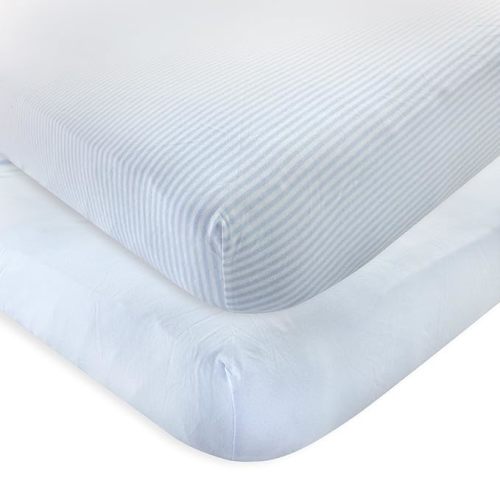 Touched by Nature Unisex Baby and Toddler Organic Cotton Crib Sheet, Powder Blue, One Size