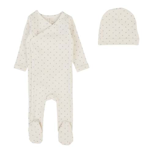 Diamond Dot Footie Set - Cream/Slate