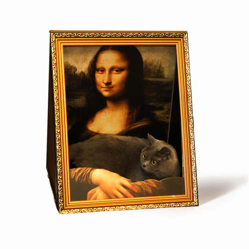 Furdear Framed Cat Scratcher Bed with Oil Painting Style