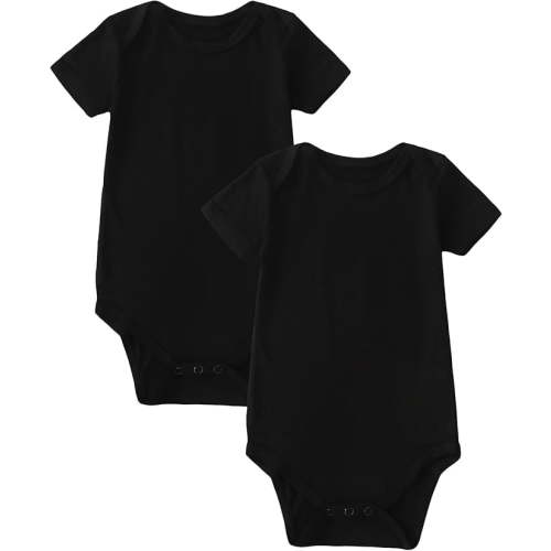 Romperinbox 2PCS Visocse from Bamboo Baby Rompers Unisex Onsies Solid Short Sleeve Baby Bodysuit 0-24 Months