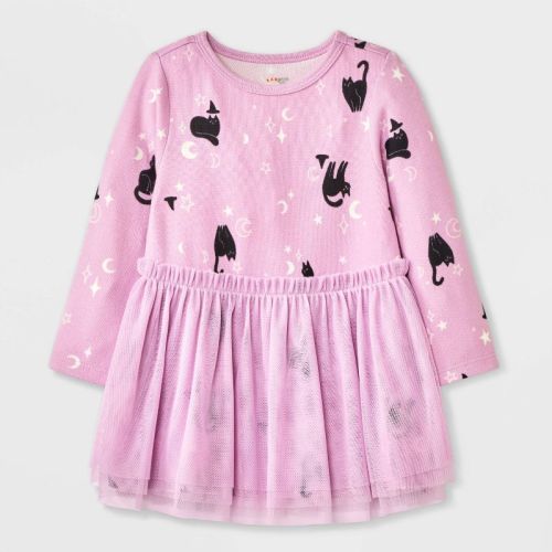 Baby Girls' Halloween Cat Witch Long Sleeve Tulle Dress - Cat & Jack™ Purple