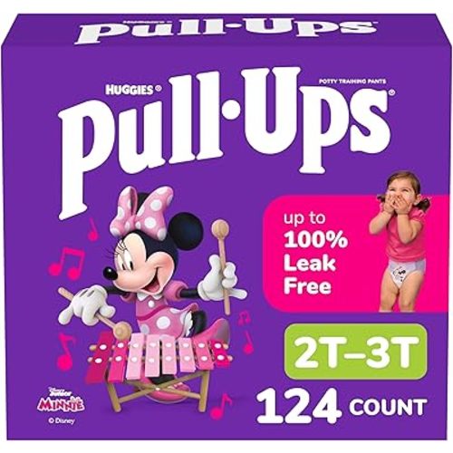 Pull-Ups Girls' Potty Training Pants, Size 2T-3T Training Underwear (16-34 lbs), 124 Count (4 packs of 31)