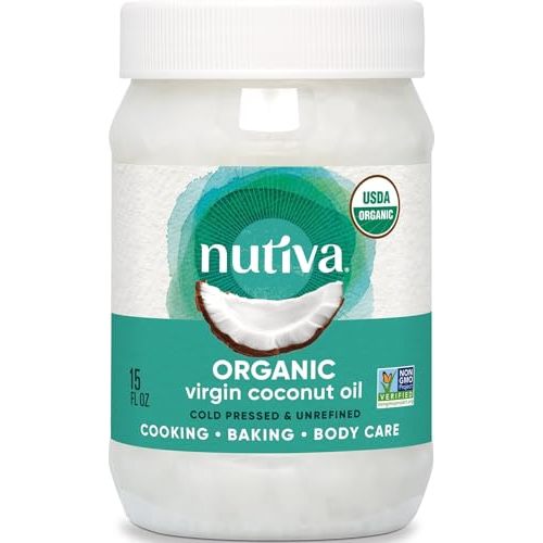 Nutiva Organic, Cold-Pressed, Unrefined, Virgin Coconut Oil from Fresh, non-GMO, Sustainably Farmed Coconuts, 15-ounce