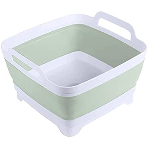Dishpan for Washing Dishes,9L Collapsible Dish Tub Portable Sink,Wash Dish Basin,Foldable Laundry Tub,Washing Basin with Drain Plug,Dishpan for Kitchen Sink,Camping Dish Washing Tub,Green