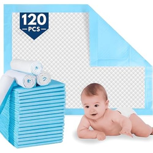 Disposable Changing Pads for Baby (Pack of 120Pcs) – 45 x 33cm 6 Layers Diaper Changing Pad with Leak-Proof, Absorbent & Quick Drying Feature – Protective & Breathable Incontinence Bed Pads for Babies
