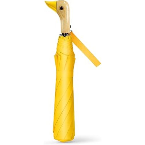 Duck Handle Umbrella Kids - Compact Portable Folding Lightweight Small Strong Wooden Duck Windproof Travel Umbrella for Kids Gifts