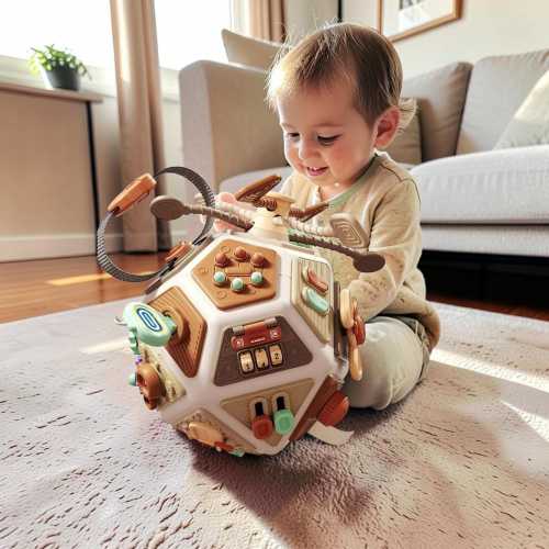 Montessori Busy Cube for Toddlers 1-7, 22-in-1 Sensory Activity Toy, Fine Motor Skills Learning Toy, Travel Gift Kids, ABS-TPR Baby Activity