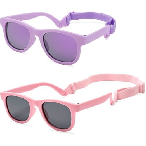 COASION Bendable Polarized Soft Baby Sunglasses with Strap Age 0-24 Months