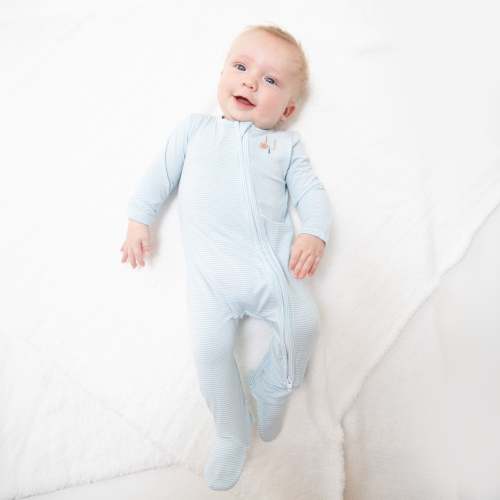 Football Blue Micro Stripe - 2 Way Zipper Footie – Angel Dear