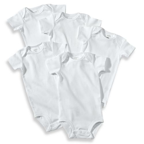 Carter's Short-Sleeve Original Bodysuits (5 Pack) - White, 3 M