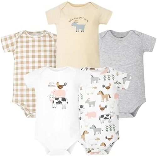 Hudson Baby Unisex Baby Cotton Bodysuits 5-Pack