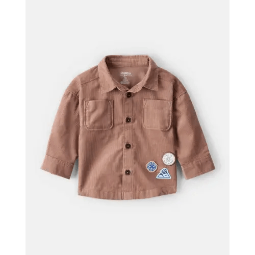 Baby Boy Camping Badges Corduroy Button-Down Shirt - Brown - OshKosh B'gosh | Carter's