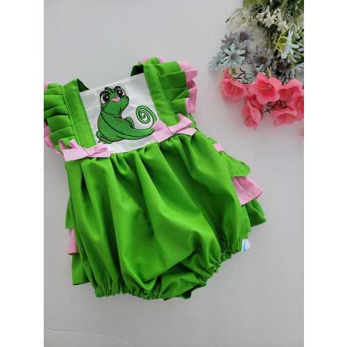 Baby Pascal Romper, Baby Romper, Baby Rapunzel Romper Tangled Romper, Pascal Romper for Girls, Tangled Inspired Outfit Rapunzel’s Chameleon
